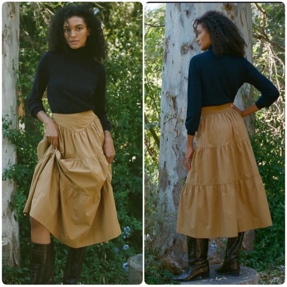 Doen A-Line Skirt in Mustard Brown - Picture 8 of 8